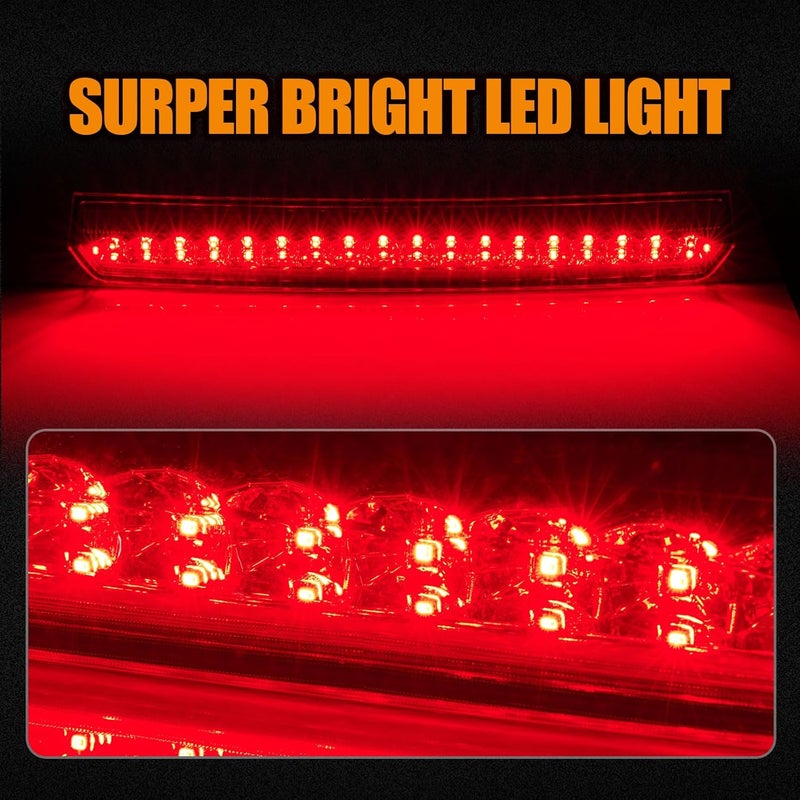 Cxdar Third 3rd Brake Light LED for 2015-2020 Chevy Tahoe/Suburban, High Mount Rear Brake Lights Assembly for 2016-2019 Suburban 3500HD, Waterproof Center Cab Lamp Stop Light (Chrome) - Image 2